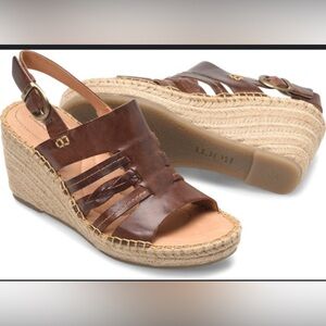 Like New BORN Brown Payson Wedge Espadrille Sandal